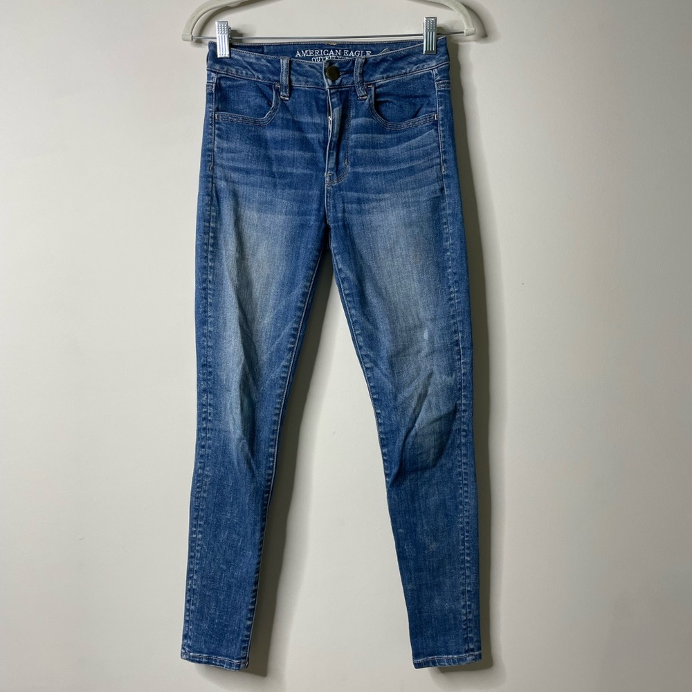 American Eagle Blue Super Stretch Hi-Rise Jegging Size 2 Short